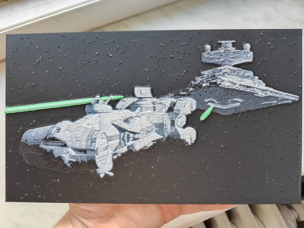 Tantive IV capture by ISD - Star Wars - Hueforge by BeaN HueForge model: Tantive IV capture by ISD - Star Wars - Hueforge by BeaN