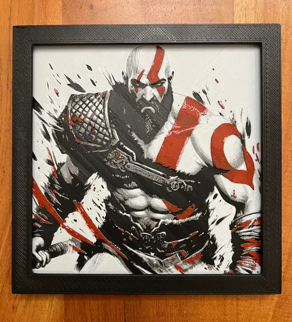 HueForge model: Kratos from God of War by JustBe 3D Printing