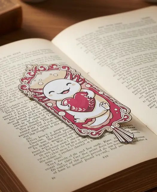 Valentine Axolotl Bookmark2 - Hueforge - 4 colors