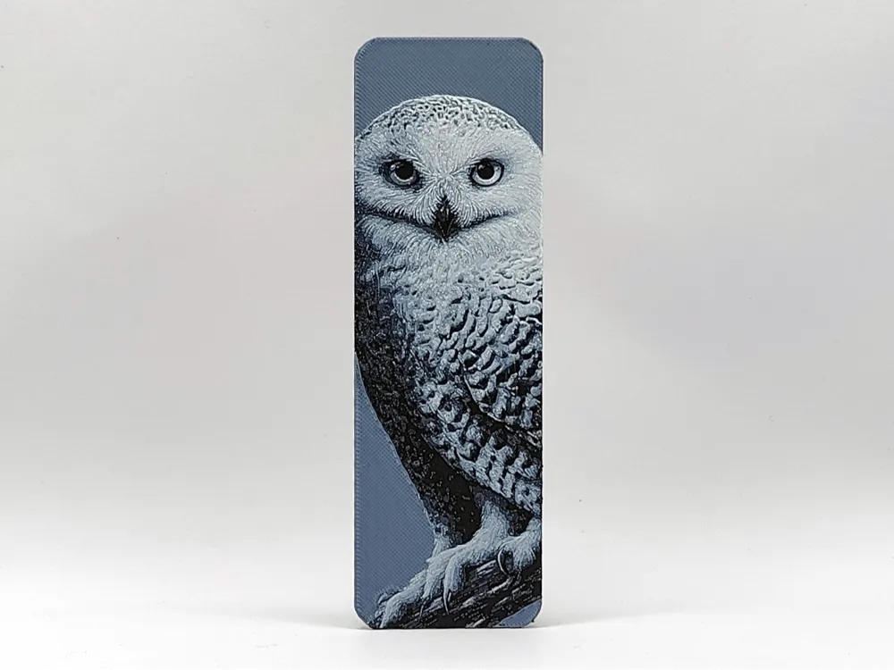 Snowy Owl Bookmark 1 - Hueforge by Sarge HueForge model: Snowy Owl Bookmark 1 - Hueforge by Sarge