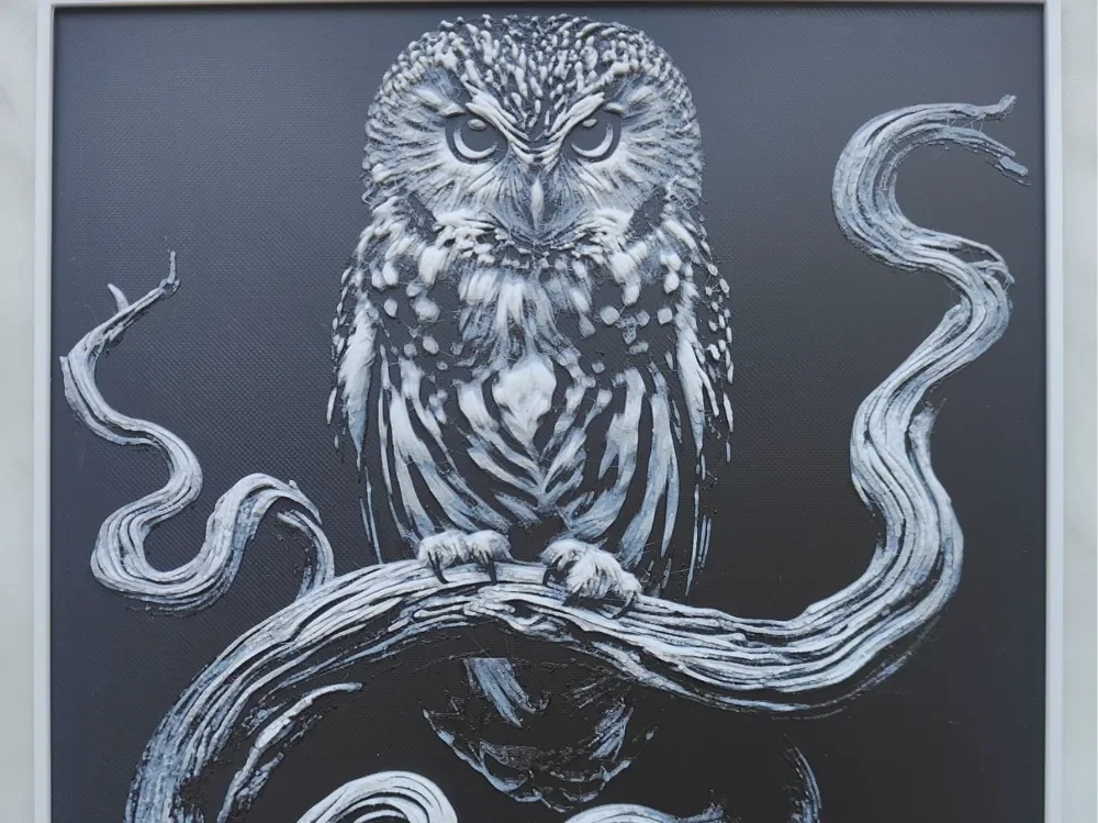 Owl on a branch - Hueforge by BeaN HueForge model: Owl on a branch - Hueforge by BeaN