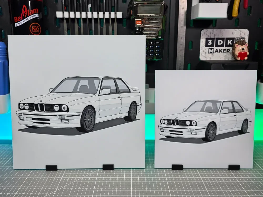 BMW E30 M3 - Hueforge - 3 Colors by Montoya Maker HueForge model: BMW E30 M3 - Hueforge - 3 Colors by Montoya Maker