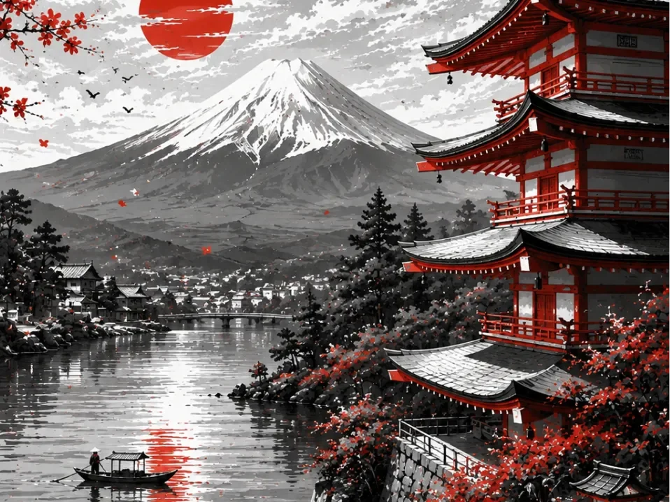 Japan / fisherman pagoda fuji by Hueforge Maker HueForge model: Japan / fisherman pagoda fuji by Hueforge Maker