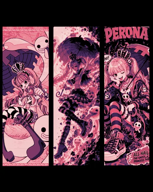 HueForge model: Fanart depictions of the not-quite dead girl in the Anime One Piece - Perona - Set of bookmarks by BooneCo3d