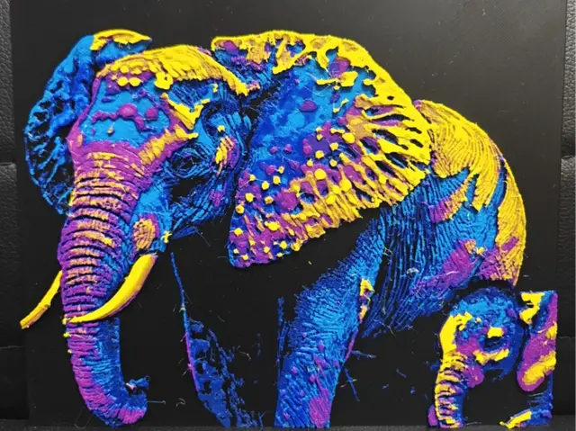 HueForge model: Elephant Pop Art by TheHueforgeLady