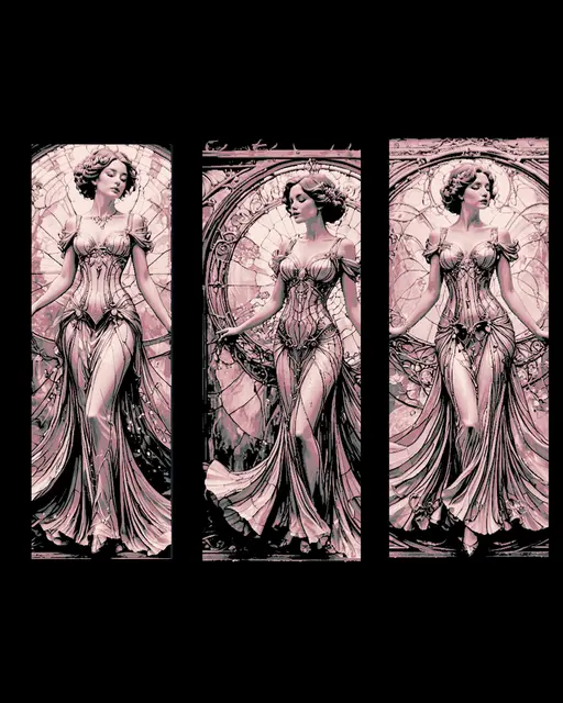 HueForge model: Beauty in front, or inside a picture of stained glass?  Set of bookmarks by BooneCo3d