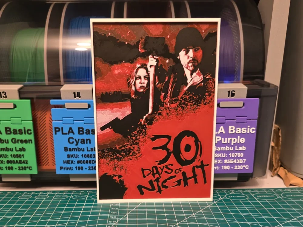 30 Days of Night Movie Poster - Hueforge Art by Lumpy3D HueForge model: 30 Days of Night Movie Poster - Hueforge Art by Lumpy3D