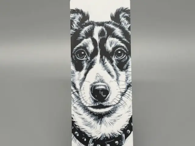 HueForge model: "Bookmark" Black & White Sketch of a Jack Russell by BLUSH Designs