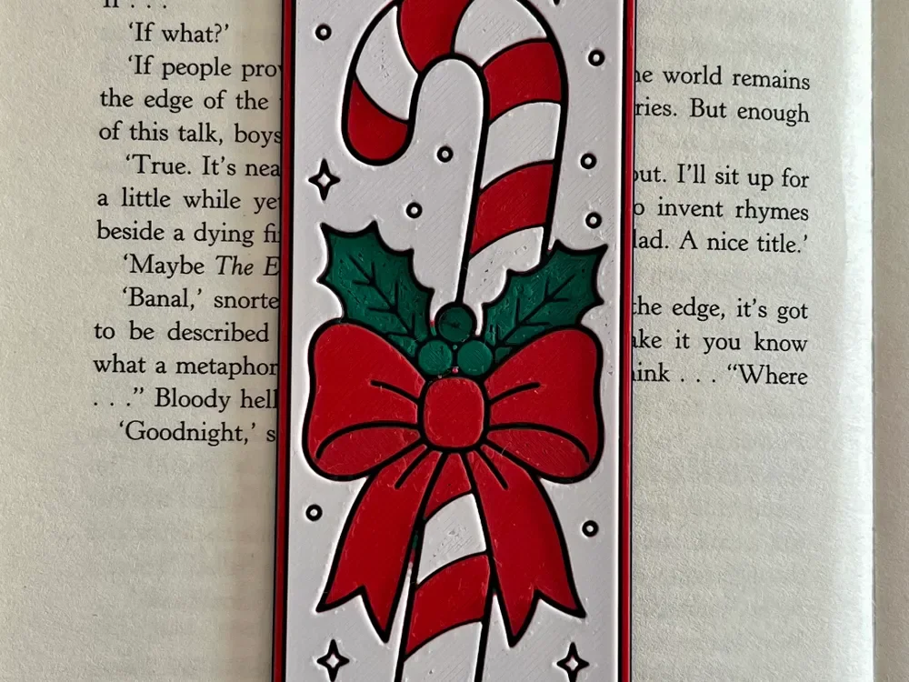 Candy Cane Christmas Bookmark by HexarHaus HueForge model: Candy Cane Christmas Bookmark by HexarHaus