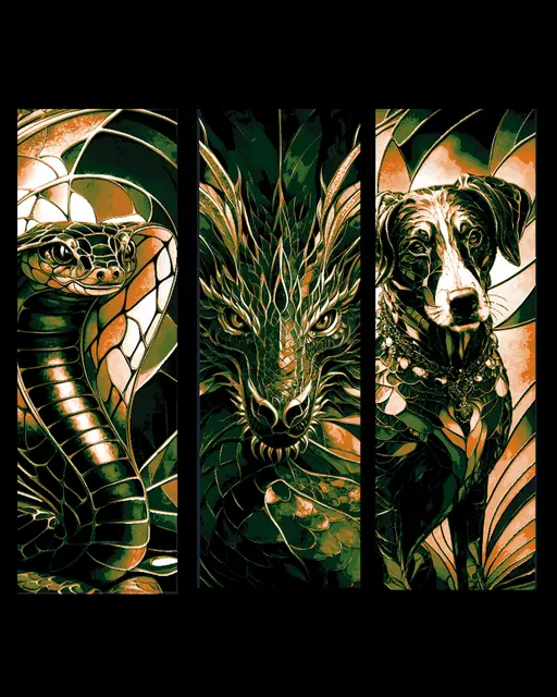 HueForge model: Artistic style on display -cloisonne style depictions of animals both real and fantasy - bookmarks by BooneCo3d