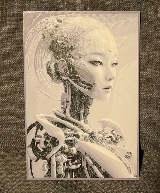 HueForge model: Cyborg Girl - Hueforge Print by cyanidesugar