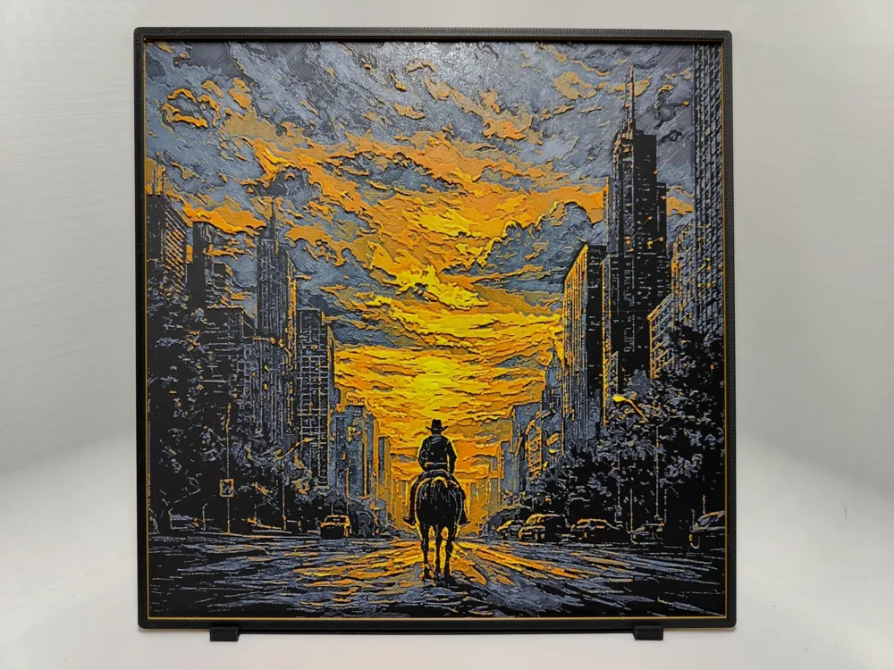 Lone Cowboy Sunset - Hueforge by BeaN HueForge model: Lone Cowboy Sunset - Hueforge by BeaN