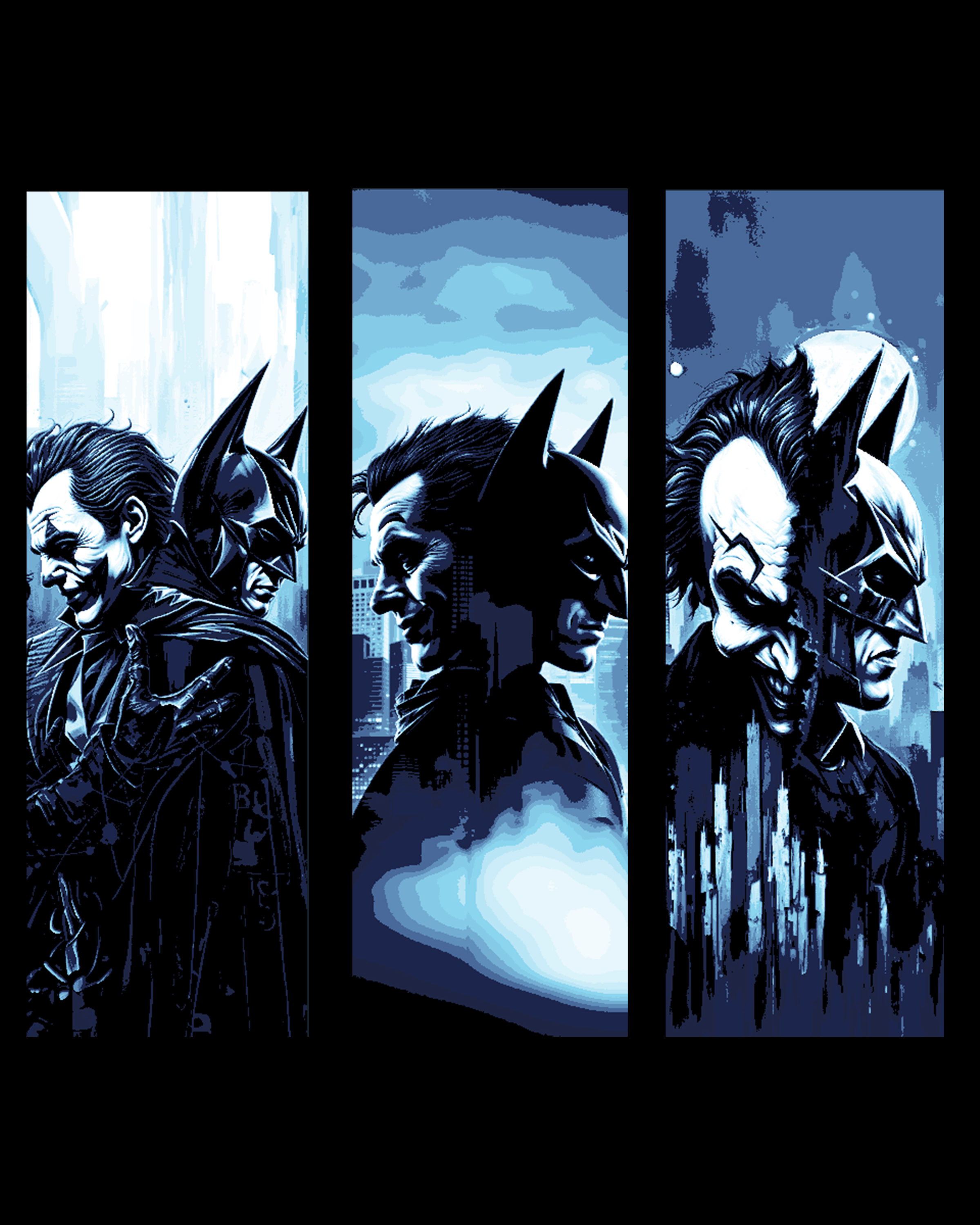 The two sides of Gotham - Batman and Joker - Fanart Set of Bookmarks by BooneCo3d HueForge model: The two sides of Gotham - Batman and Joker - Fanart Set of Bookmarks by BooneCo3d