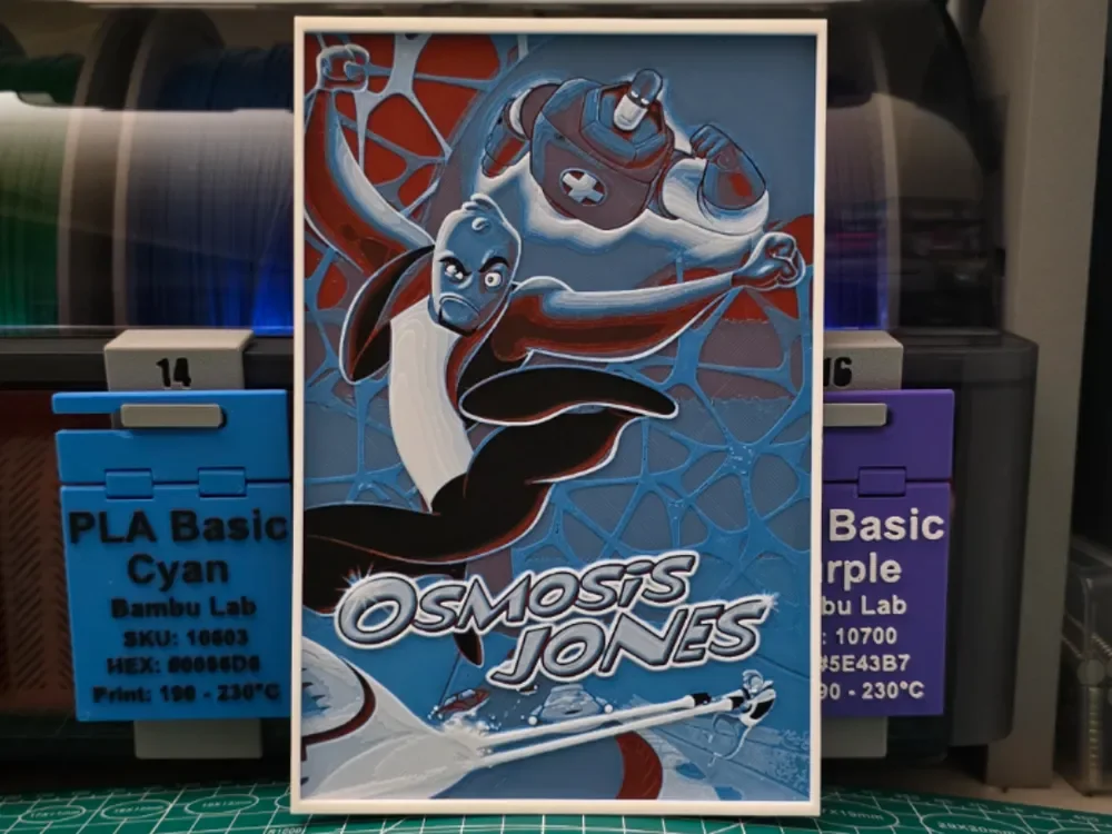 Osmosis Jones Movie Poster - Hueforge Art by Lumpy3D HueForge model: Osmosis Jones Movie Poster - Hueforge Art by Lumpy3D