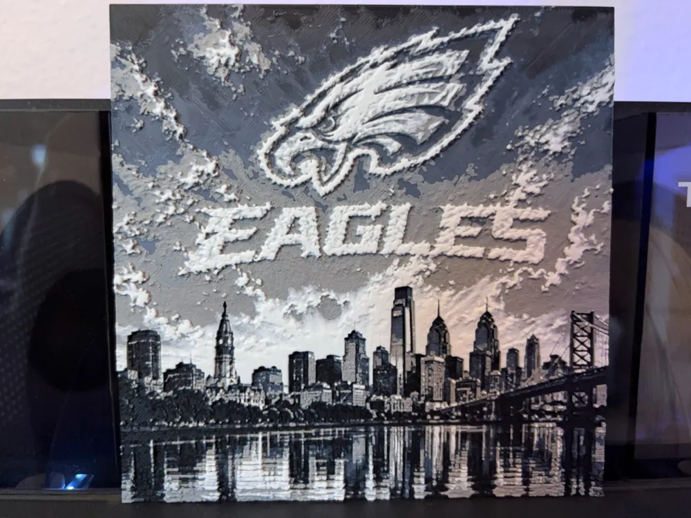 Philadelphia Eagles NFL Skyline Hueforge by Reeftank&more HueForge model: Philadelphia Eagles NFL Skyline Hueforge by Reeftank&more