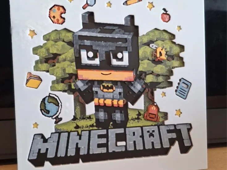 Batman minecraft 15cm x 15cm by 3dGlow HueForge model: Batman minecraft 15cm x 15cm by 3dGlow