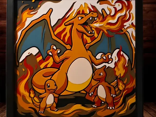 HueForge model: Charmander's evolutions by Side Quest Hues
