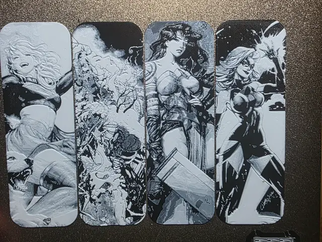 Lady Superhero Art bookmark Set of 4 Black/White