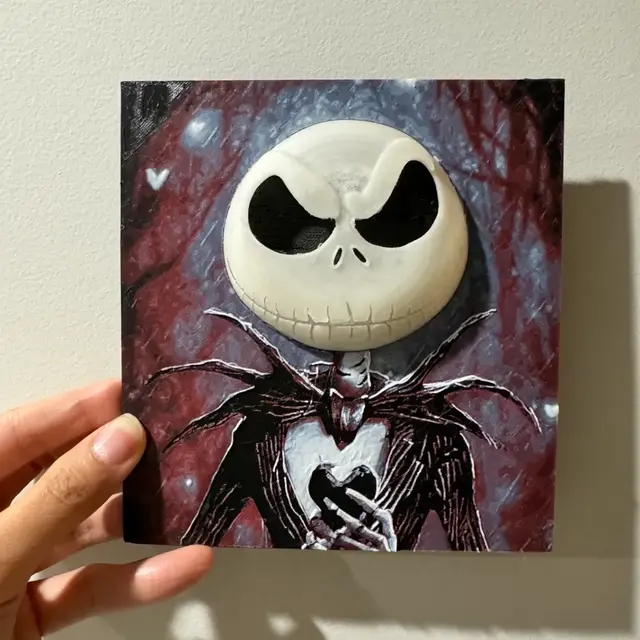 HueForge model: Jack Skellington Pop Out Print - Print in Place Hueforge Hybrid by cyanidesugar