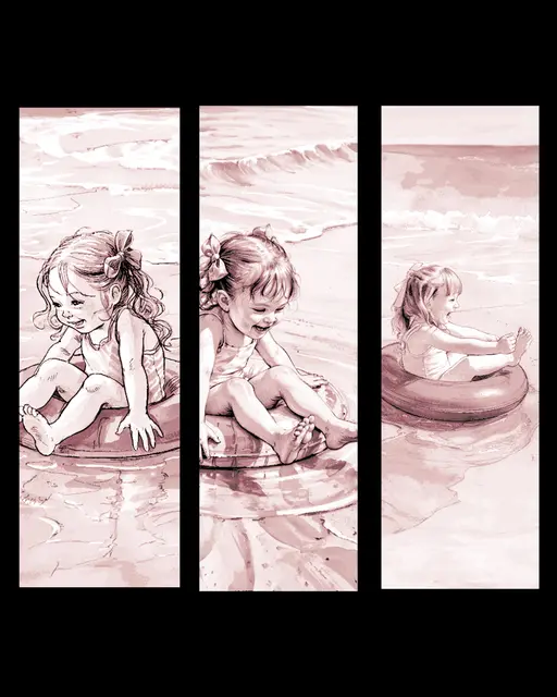 HueForge model: The face of True innocence - a toddler at the beach - set of bookmarks   by BooneCo3d