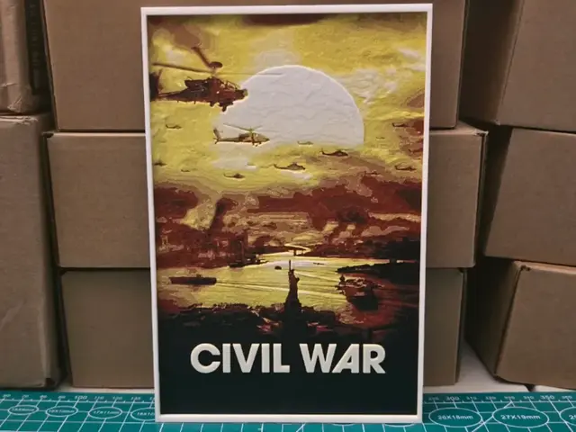 HueForge model: Civil War Movie Poster - Hueforge Art by Lumpy3D