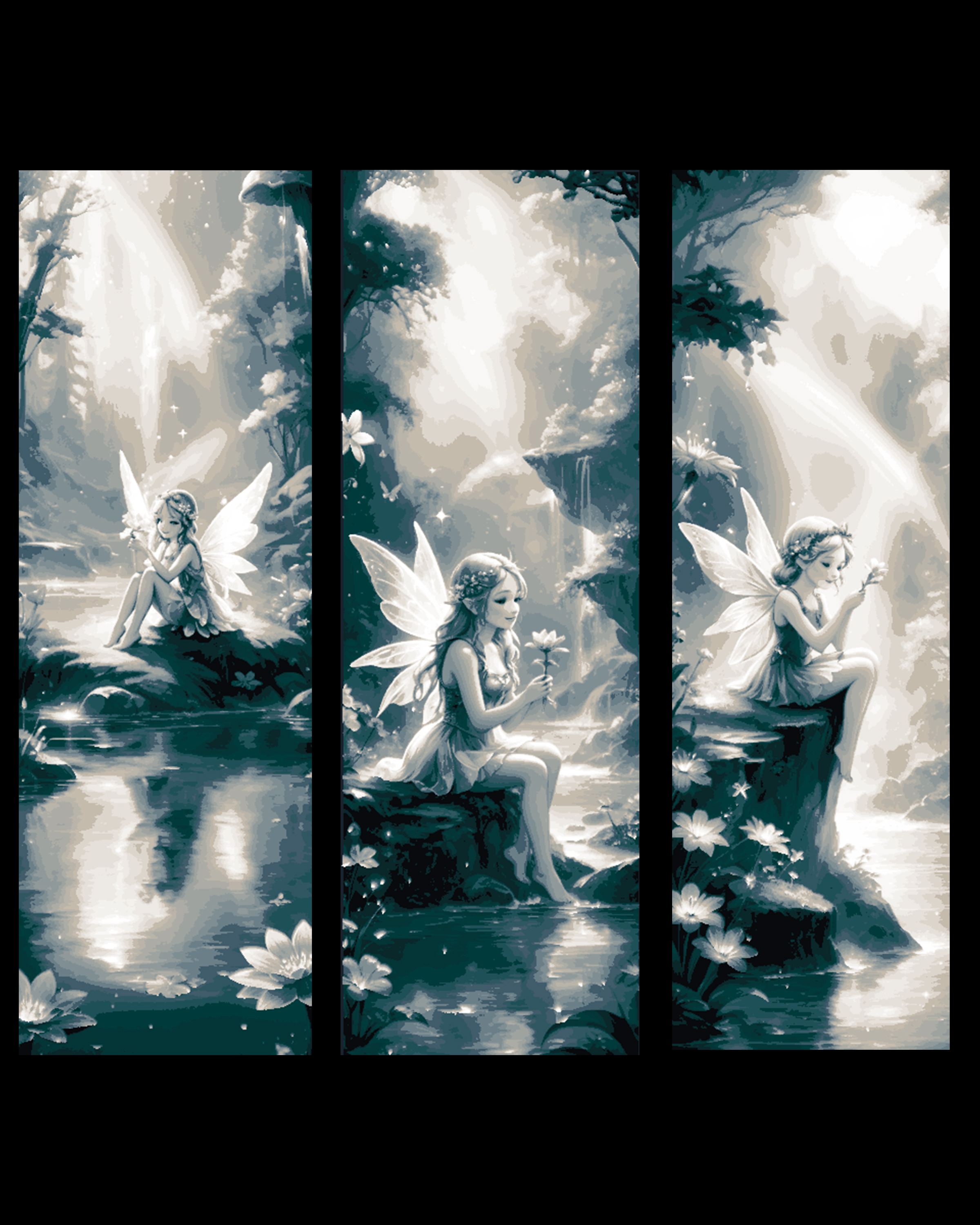 The little Fairy idling a while by the water side - set of bookmarks by BooneCo3d HueForge model: The little Fairy idling a while by the water side - set of bookmarks by BooneCo3d