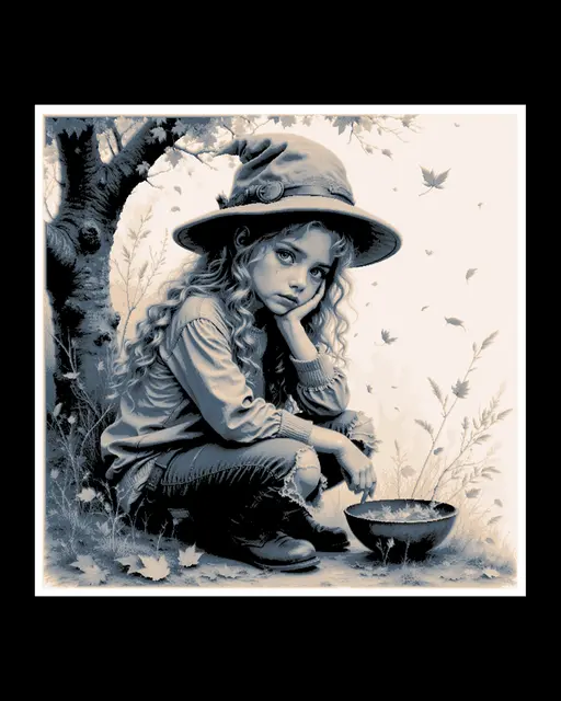 HueForge model: The looks of Fall - Girl in fall dress collection leaves - Wall Art by BooneCo3d