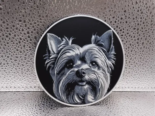 HueForge model: Yorkshire Terrier Coaster – Hueforge by Borishotch Industries