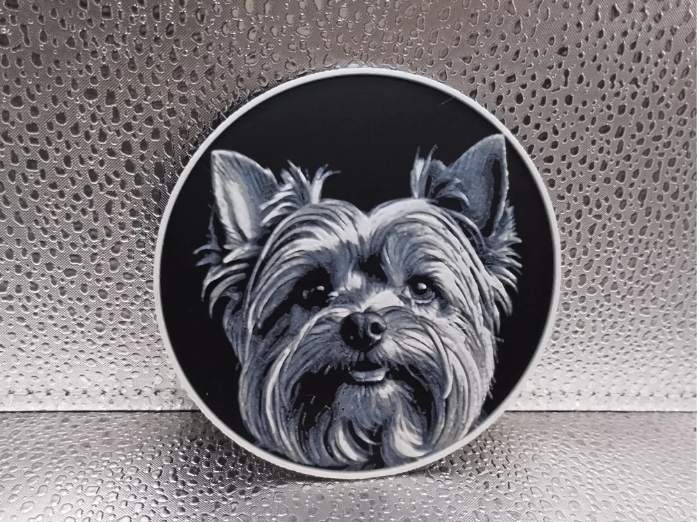 Yorkshire Terrier Coaster – Hueforge by Borishotch Industries HueForge model: Yorkshire Terrier Coaster – Hueforge by Borishotch Industries