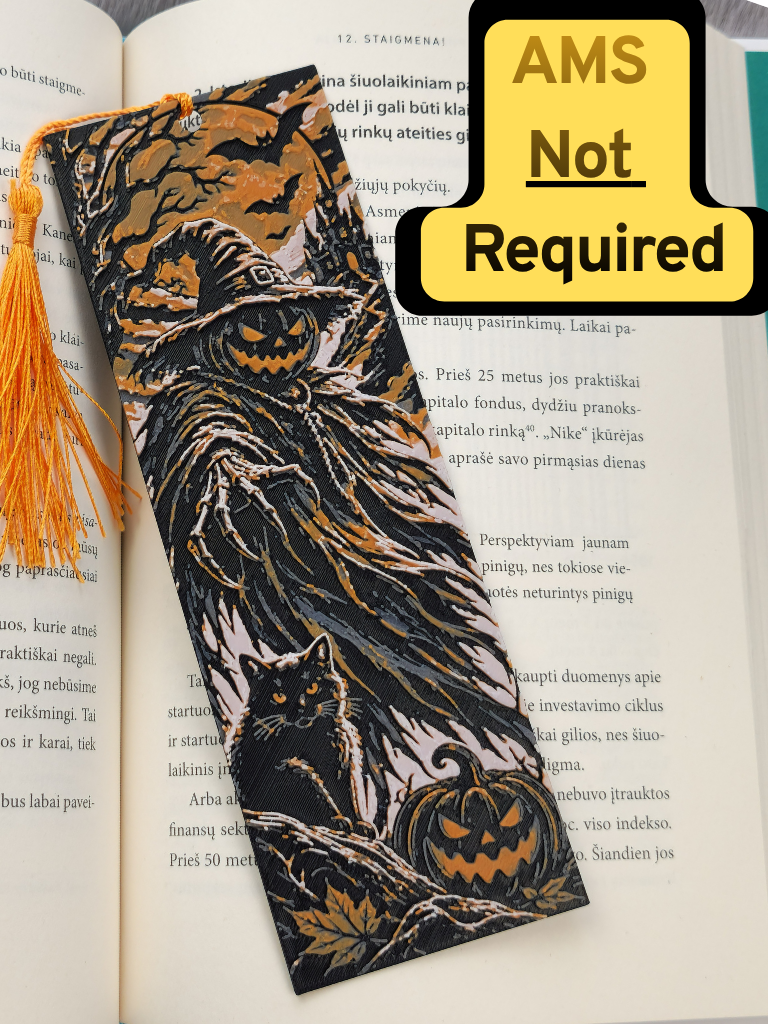 Pumpkin Scarecrow Halloween HueForge Bookmark by 2D Wall Art HueForge model: Pumpkin Scarecrow Halloween HueForge Bookmark by 2D Wall Art