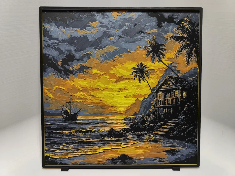 Tropical Island Sunset - Hueforge by BeaN HueForge model: Tropical Island Sunset - Hueforge by BeaN