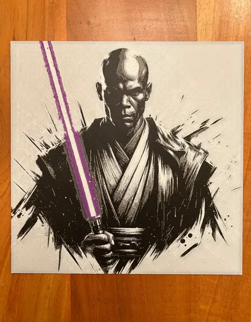 HueForge model: Mace Windu with Purple Lightsaber by JustBe 3D Printing