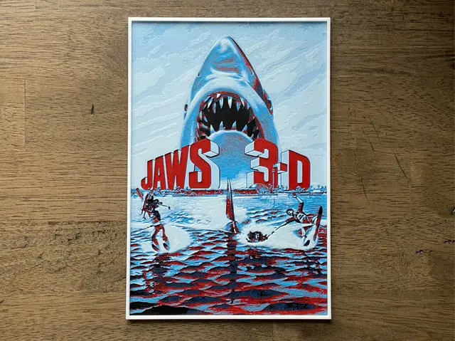 HueForge model: Jaws 3-D (1983) Hueforge Movie Poster by NiiON