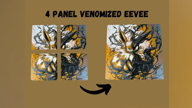 Venomized Eevee - Multipanel Pokemon / Marvel Hueforge