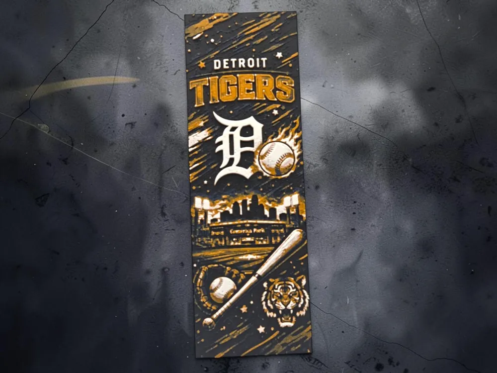 Detroit Tigers MLB Bookmark by MythicHue's HueForge model: Detroit Tigers MLB Bookmark by MythicHue's