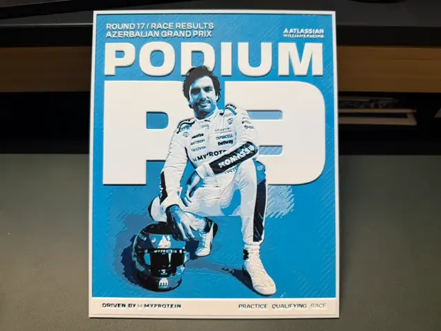 HueForge model: Carlos Sainz F1 Williams Podium HueForge by liv_3d