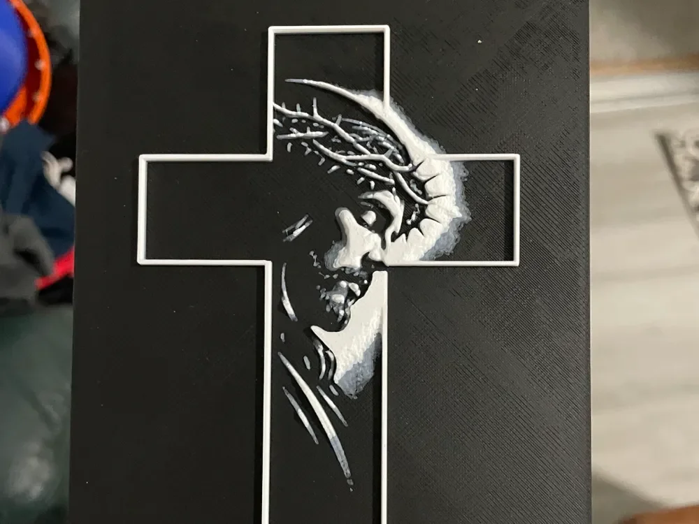 Jesus in a Cross Hueforge by Advancedtechworldwide HueForge model: Jesus in a Cross Hueforge by Advancedtechworldwide