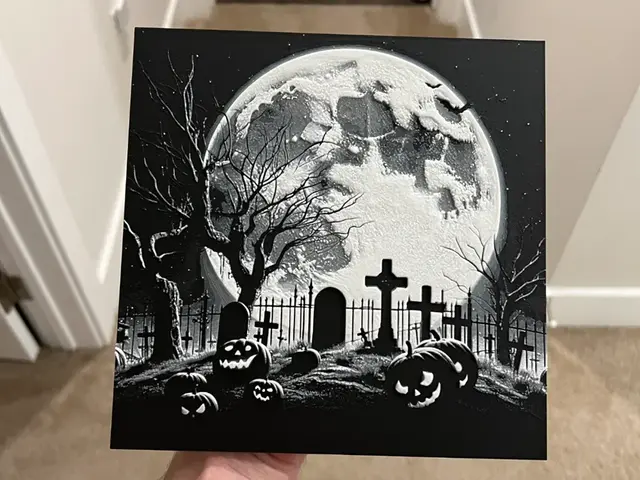 HueForge model: Halloween Moonlit Graveyard Hueforge by RP47 Designs