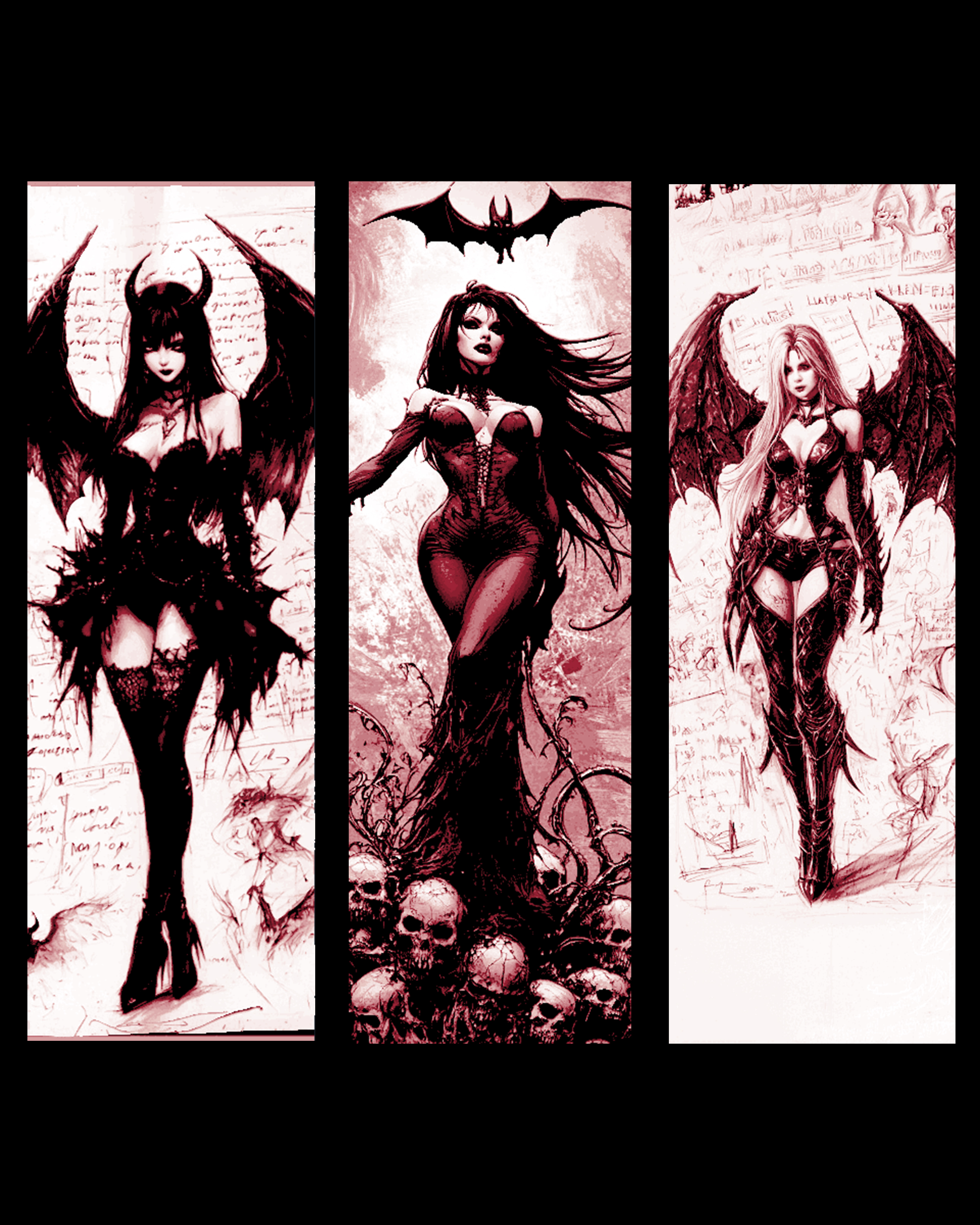 Sketches of the midnight walkers - Vampires - Set of Bookmarks by BooneCo3d HueForge model: Sketches of the midnight walkers - Vampires - Set of Bookmarks by BooneCo3d