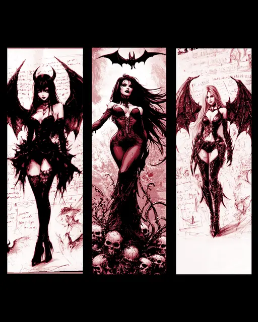 HueForge model: Sketches of the midnight walkers - Vampires - Set of Bookmarks by BooneCo3d