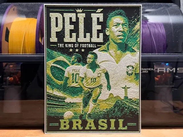 HueForge model: Pelé Poster HueForge by liv_3d