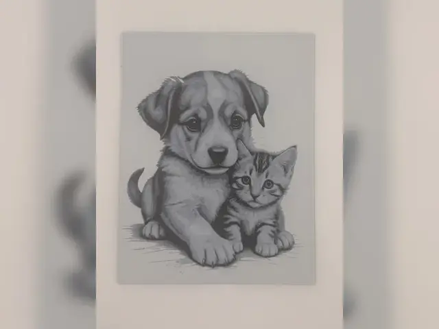 HueForge model: Puppy and Kitten Cuddle HueForge Print by Thadius