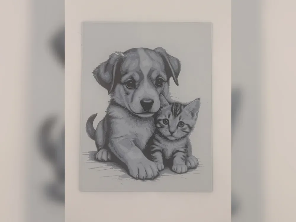 Puppy and Kitten Cuddle HueForge Print by Thadius HueForge model: Puppy and Kitten Cuddle HueForge Print by Thadius