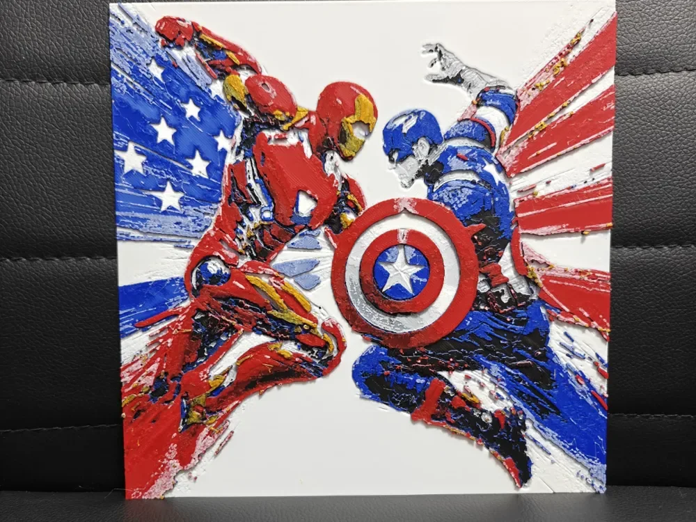 Iron Man vs Captain America V2 by TheHueforgeLady HueForge model: Iron Man vs Captain America V2 by TheHueforgeLady