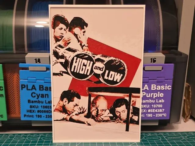 HueForge model: High and Low Movie Poster - Hueforge Art by Lumpy3D