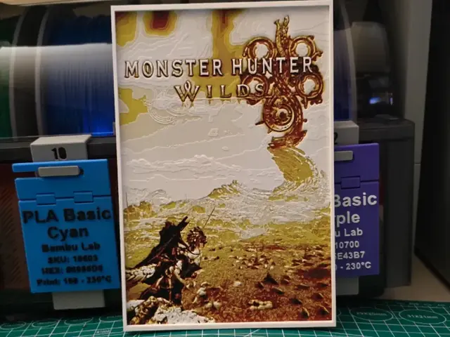 HueForge model: Monster Hunter: Wilds Poster - Hueforge Art by Lumpy3D