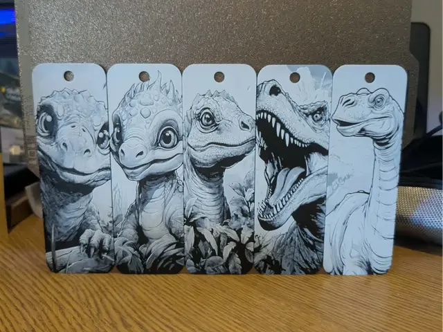 HueForge model: Set of 5 dinosaur bookmarks by 3dGlow