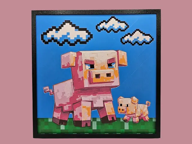 HueForge model: Minecraft Pigs by BusyKikiBee