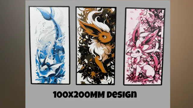 HueForge model: Vaporeon, Flareon, Sylveon - Pokemon 100x200 Hueforge by Canadian Gamer