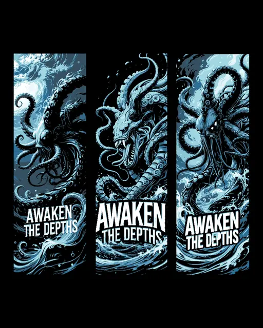 HueForge model: The monster that lives deep in the sea has been awakened - Set of bookmarks by BooneCo3d